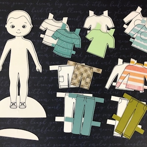 Paper Doll Cut File and Printable Meet Peter A downloadable doll for Cricut and Silhouette machines and hand cutting svg, png, pdf image 2