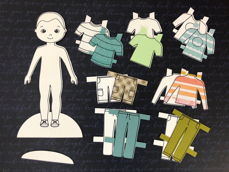 Paper Doll Cut File and Printable Meet Peter A downloadable doll for Cricut and Silhouette machines and hand cutting svg, png, pdf image 2