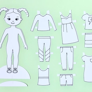 Paper Doll Cut File and Printable- Meet Sydelle! A downloadable doll for Cricut and Silhouette and hand cutting (svg, png, pdf)