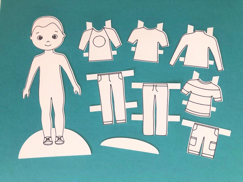 Paper Doll Cut File and Printable Meet Peter A downloadable doll for Cricut and Silhouette machines and hand cutting svg, png, pdf image 1