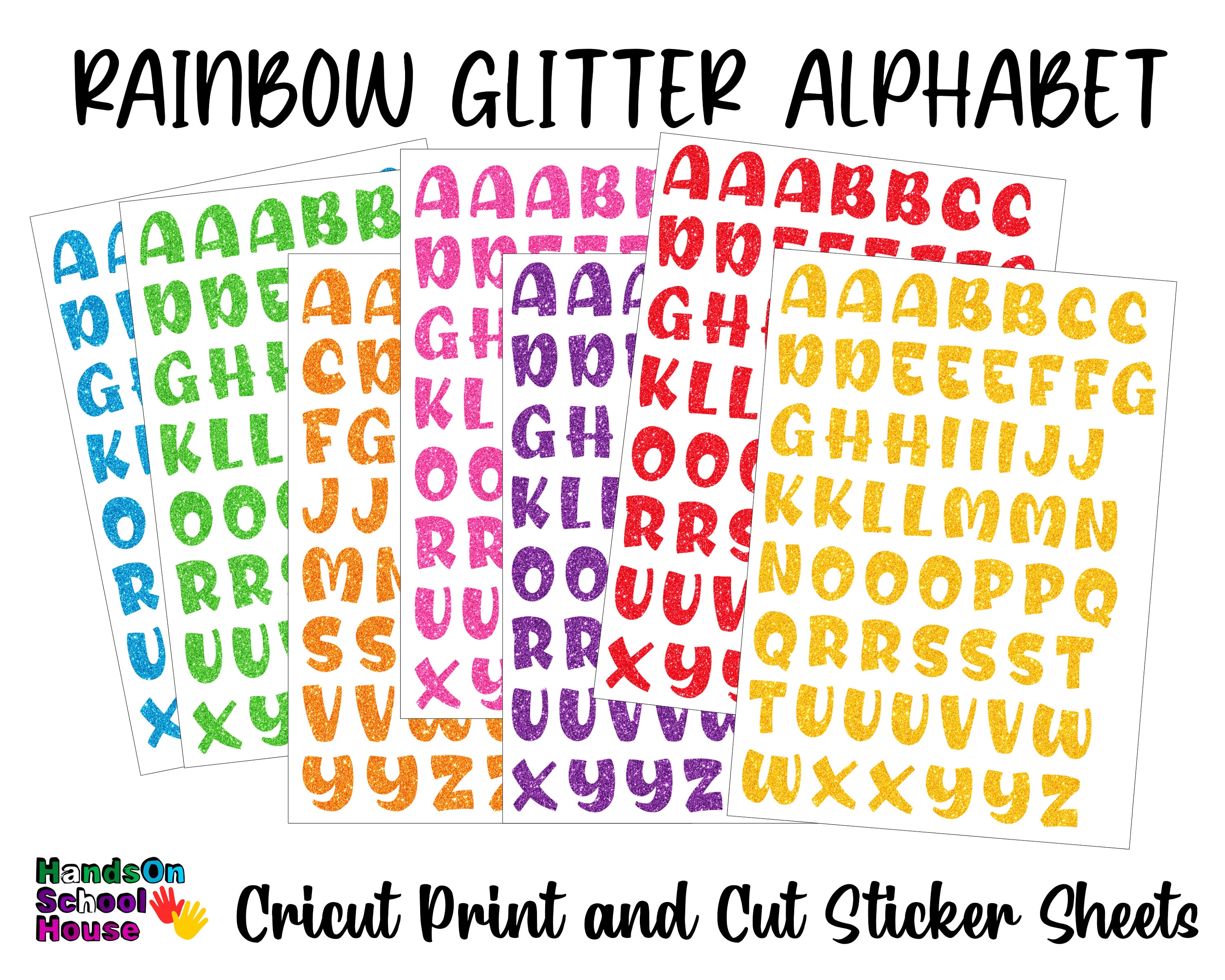 Alphabet printable sticker sheet for Cricut and Silhouette