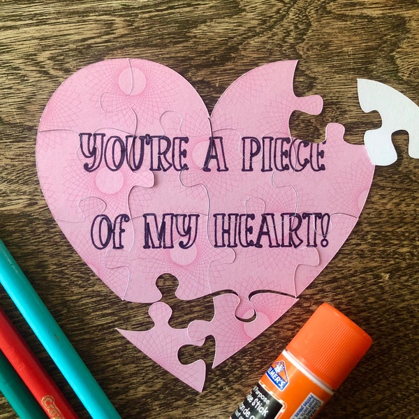 Valentine’s Kids Puzzle SVG- a draw and cut Cricut/Silhouette or hand cut puzzle gift for kids (SVG)