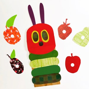 The Very Hungry Catepillar Bag Puppet Cut File and Download- an SVG for Cricut and a PDF for hand cutting- Eric Carle craft