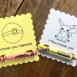 Pokemon Valentine's Crayon Card SVG, Boys Valentines SVG - una carta regalo Cricut/Silhouette o labirinto tagliato a mano per bambini (svg, pdf)