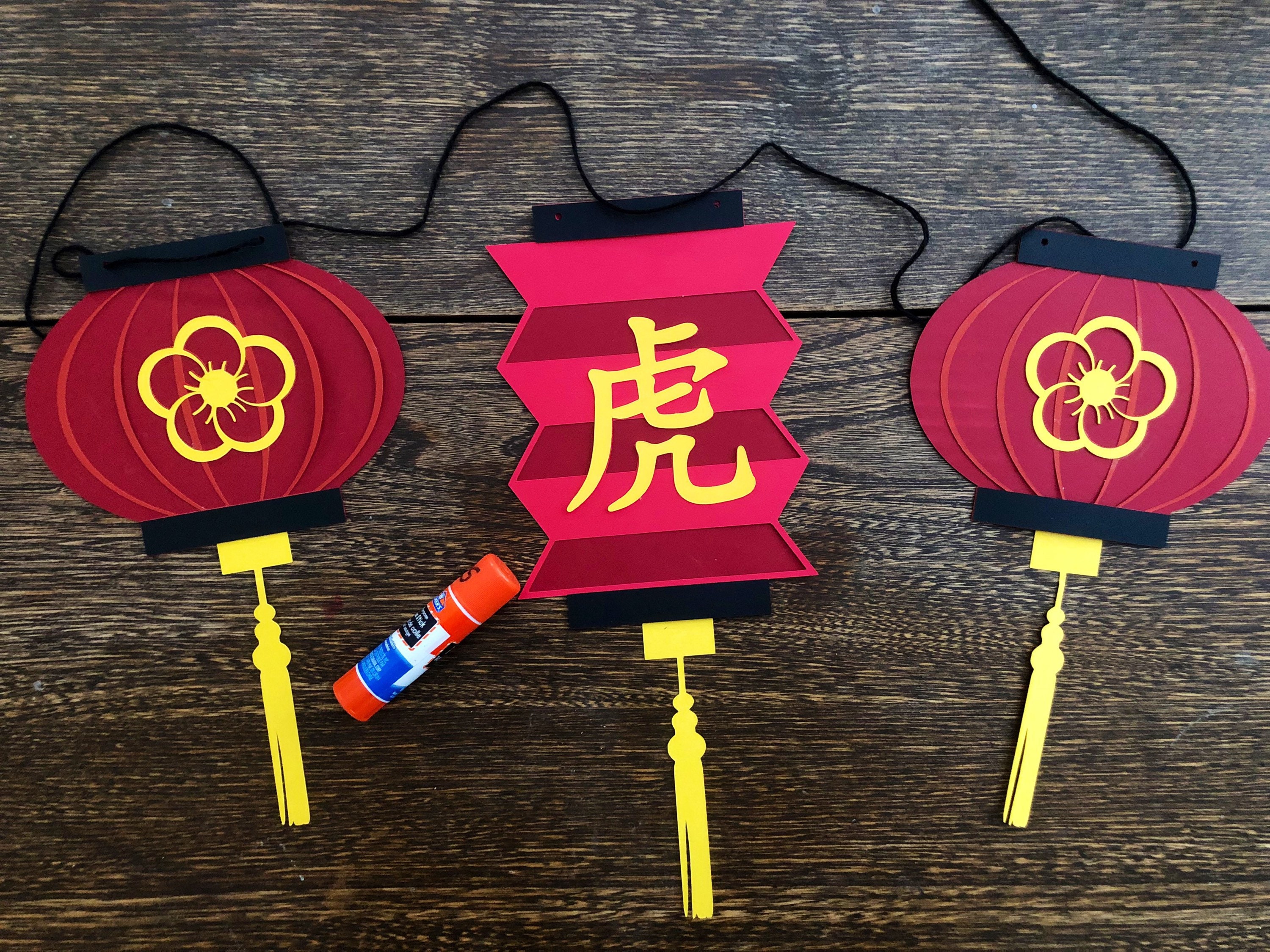 Chinese Lantern SVG and PDF, Chinese New Year cut file and printable, Lunar New Year banner for Cricut/Silhouette or hand cut (svg & pdf)