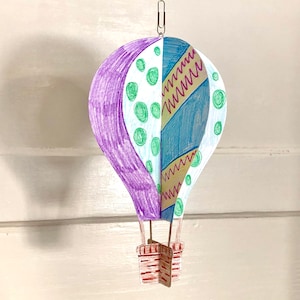 Scultura di carta con mongolfiera - download di file tagliati per lavori di carta in classe o a casa sul volo e sul flusso d'aria (svg, pdf, png, dxf)