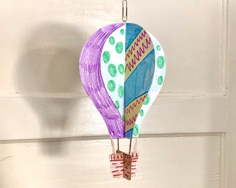 Hot Air Balloon Paper Sculpture - cut file download for classroom or homeschool paper craft on flight and air flow (svg, pdf, png, dxf)