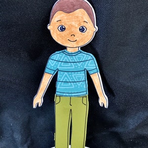 Paper Doll Cut File and Printable Meet Peter A downloadable doll for Cricut and Silhouette machines and hand cutting svg, png, pdf image 3