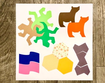 Tessellations Puzzle SVG Cut File and Printable- a cut file download for homeschool and classroom for math and art (svg, dxf, png, pdf)