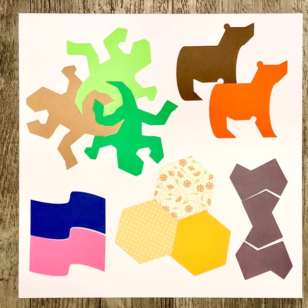 Tessellations Puzzle SVG Cut File and Printable- a cut file download for homeschool and classroom for math and art (svg, dxf, png, pdf)