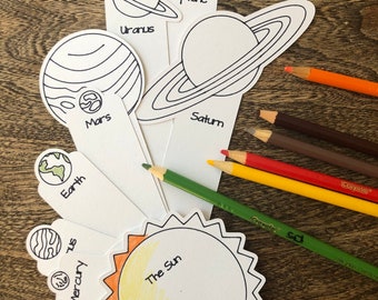 school project solar system Planet Fandex SVG and PDF- Solar System SVG for kids - Learning about planets activity for Cricut and printable for hand cutting (svg, pdf)