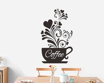 Coffee Wall Sticker, Coffee wall decal, kitchen decal, meal decal, food sticker, home decal, cooking sticker, kitchen decoration