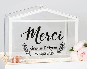 Sticker Merci pour Mariage, Sticker pour Urne Mariage, Panneau Mariage, Autocollant Merci Personnalisé Mariage