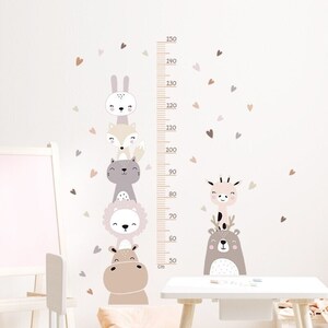 Babykamerstickers, babywandkaart, kinderkaart, dierenkaart, lengtekaartsticker, sticker meting, meisjeskamersticker voor jongens