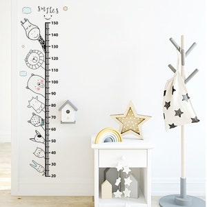 Baby Toise stickers, baby muur fleece, kind toise, dier hoogte, Savannah maatregel, meisje kamer sticker, grijs dier jongen sticker