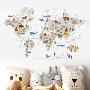 Baby room stickers, children's wall stickers, world map sticker, world map sticker