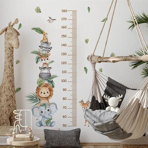Babygroeimeterstickers, babymuurgroeimeter, kindergroeimeter, dierengroeimeter, savannemeting, meisjeskamersticker, jongenskamersticker