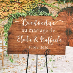Welcome Wedding Sticker Personalized wedding first name sticker wedding sticker Wooden wedding welcome sign