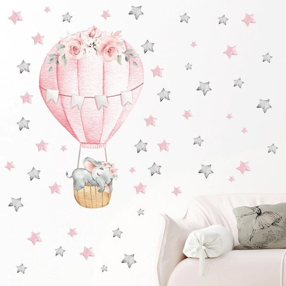 Stickers Muraux Chambre Fille - Elephant qui dort sur la Lune