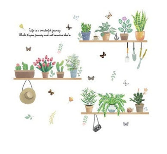 Kitchen Garden Wall Sticker Plants Bonsai Flower Decal Mural Art