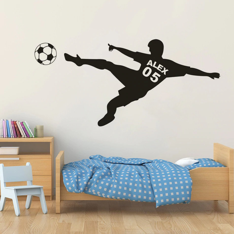 Stickers Chambre Ado, Stickers Muraux Football, Autocollant Prénom Personnalisé Garçon