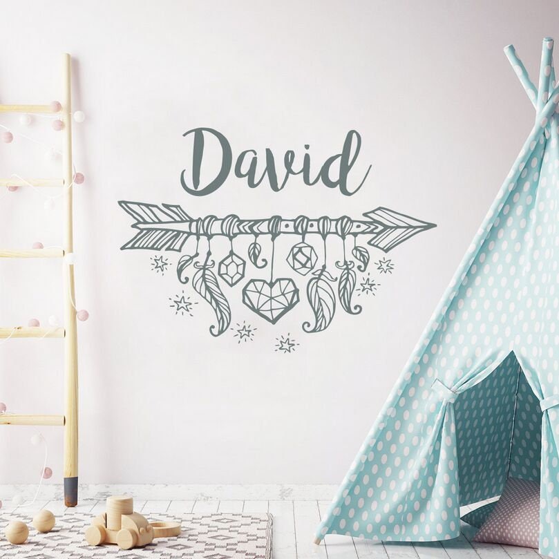 Stickers Chambre Bébé, Stickers Muraux Enfants, Autocollant Prénom Personnalisé Garçon