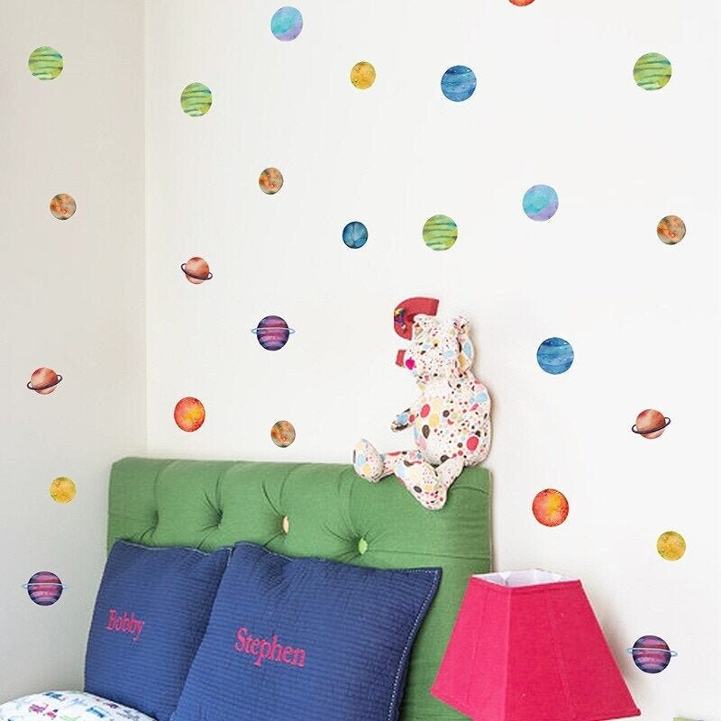 Stickers Chambre Bébé, Stickers Muraux Enfants, Autocollant Planète, Espace, Univers, Lune, Astronau