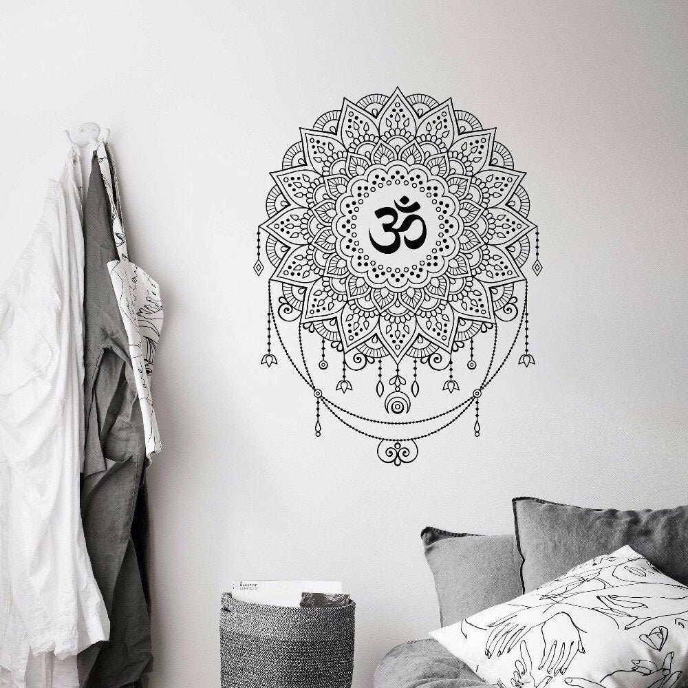 Stickers Muraux, Mandala Mural, Home Decor, Décoration d'intérieur, Murale, Sticker Om