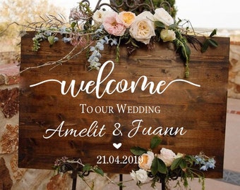 Panneau Bienvenue Mariage, Sticker Bienvenue Mariage, Panneau Bois Personnalisé Mariage, Tableau Mariage, Autocollant Mariage