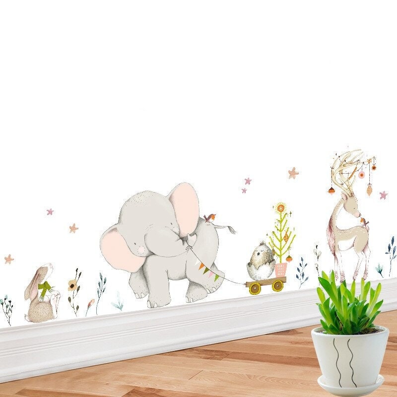 Stickers Chambre Bébé, Stickers Muraux Enfants, Autocollant Animaux, Éléphant