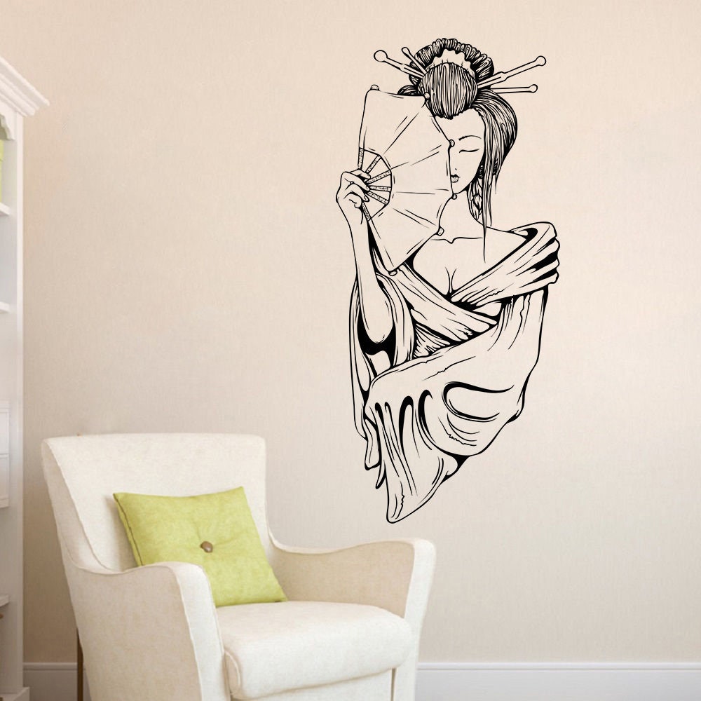 Japanese Woman Wall Sticker Home Decor Geisha Art Decal Kabuki Original Vinyl Decal