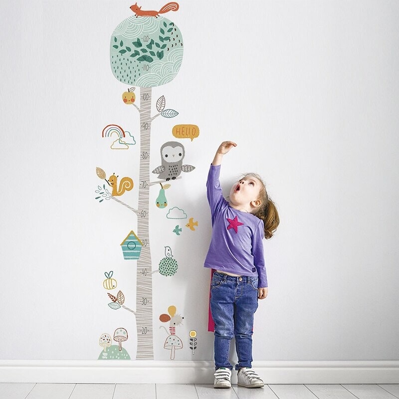 Toise Murale Enfant Animaux Forêt - Autocollant 50-150cm - PVC Déco Chambre Enfant