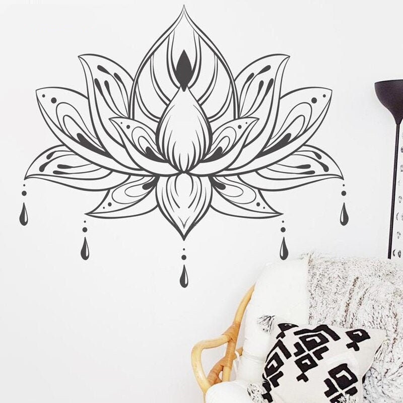 stickers Muraux, Mandala Mural, Home Decor, Décoration d'intérieur, Murale, Fleur de Lotus, Yoga