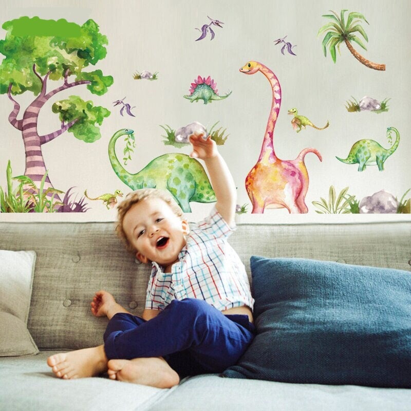 Stickers Chambre Bébé, Stickers Muraux Enfants, Autocollant Animaux, Dinosaures, Garçon