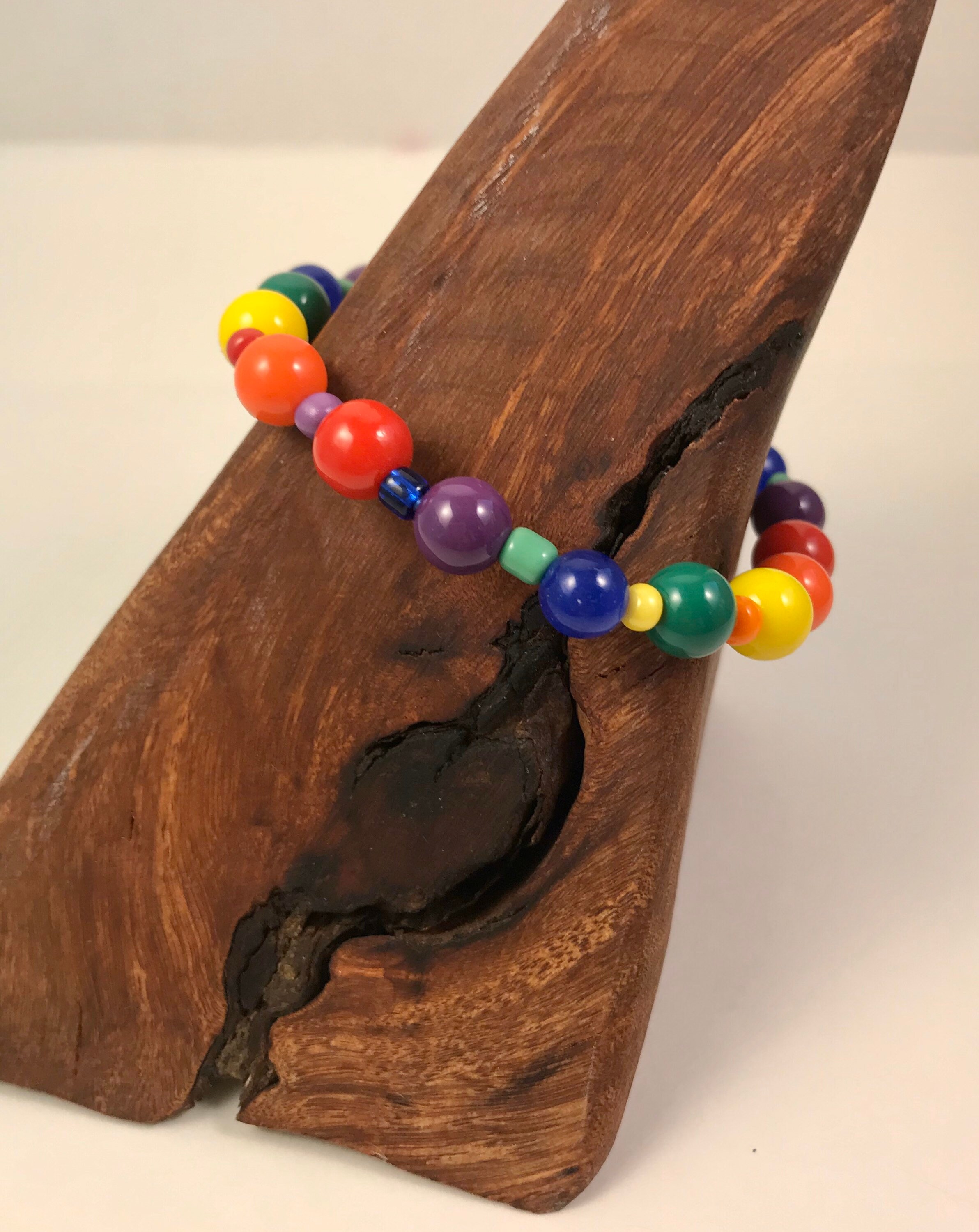 Rainbow LGBTQ Pride Beaded Bracelet, Gay Lesbian Bead Stretch Jewelry ...