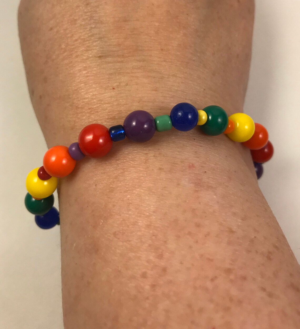Rainbow LGBTQ Pride Beaded Bracelet, Gay Lesbian Bead Stretch Jewelry ...