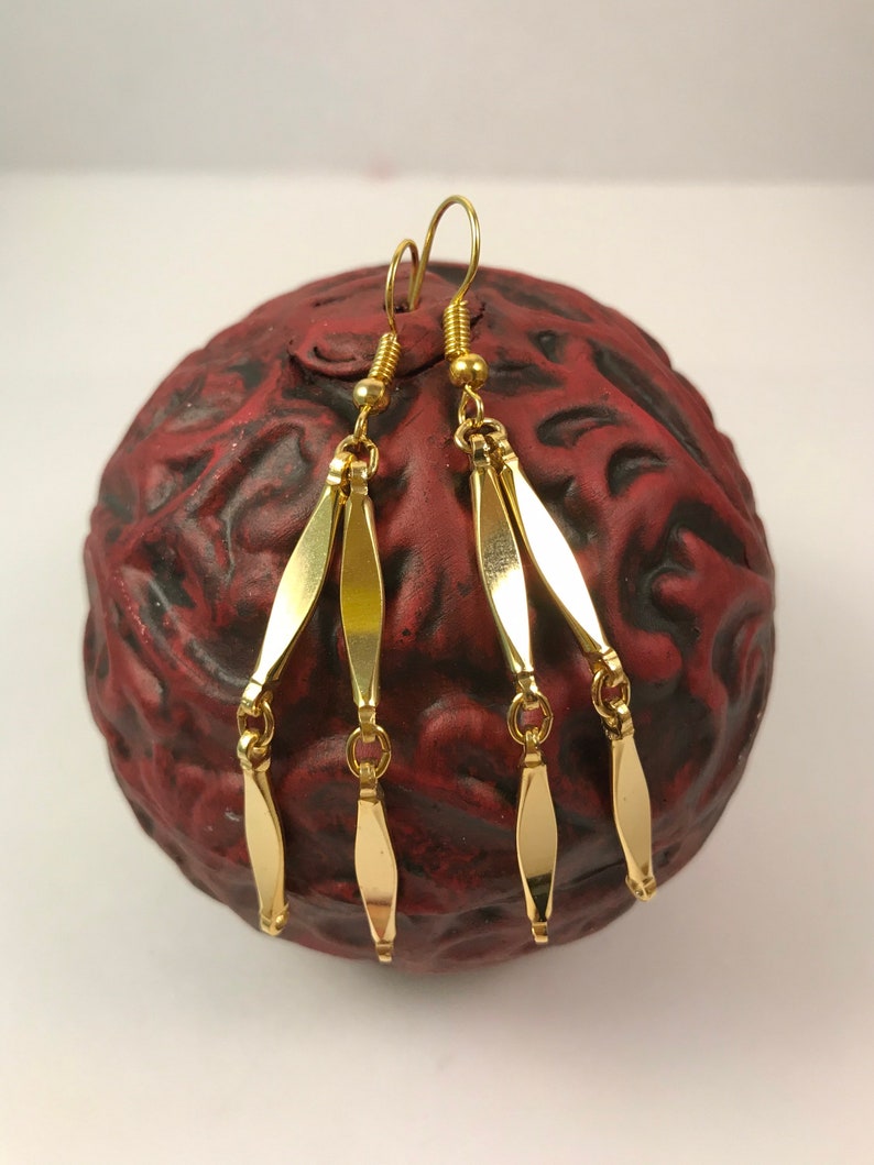 Long Dangle Earring American Made in USA Repurposed Vintage Gold Earrings Gift for Her