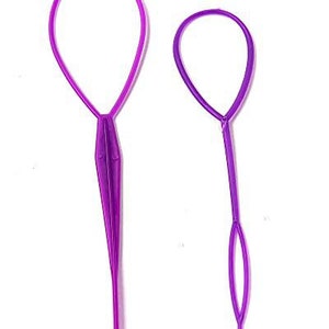 2 Topsy Tail Hair, Braid Ponytail Maker Hair, Styling Tools, Ponytail Creator Plastic Loop, Hair Accessories Purple