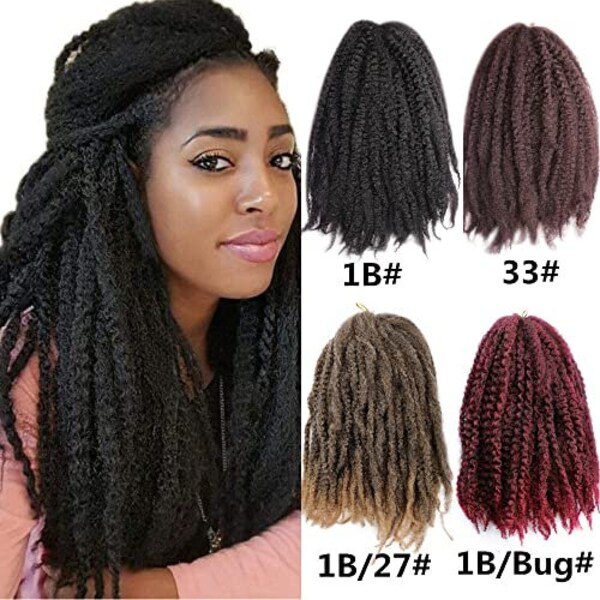 20 inch Afro Kinky Curly Twist Crochet Braid Ombre Synthetic Braiding Hair Extension 100grams