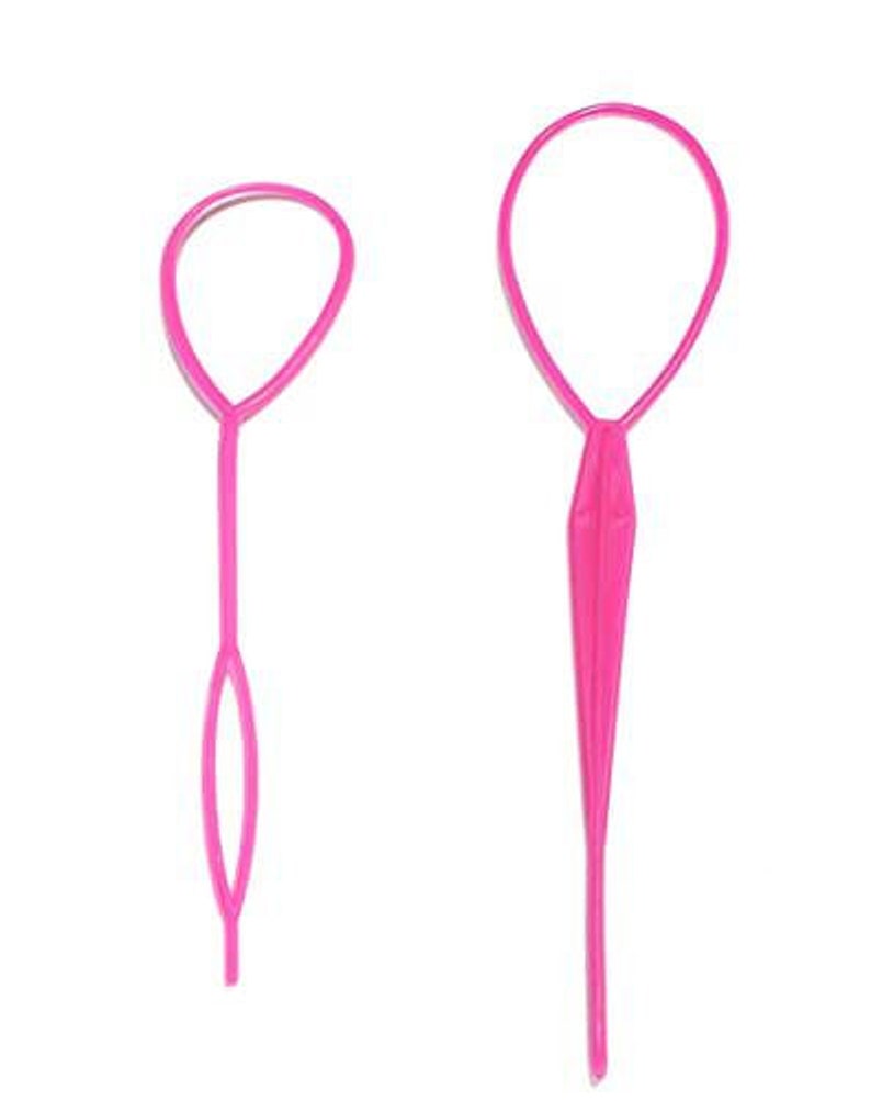 2 Topsy Tail Hair, Braid Ponytail Maker Hair, Styling Tools, Ponytail Creator Plastic Loop, Hair Accessories Pink