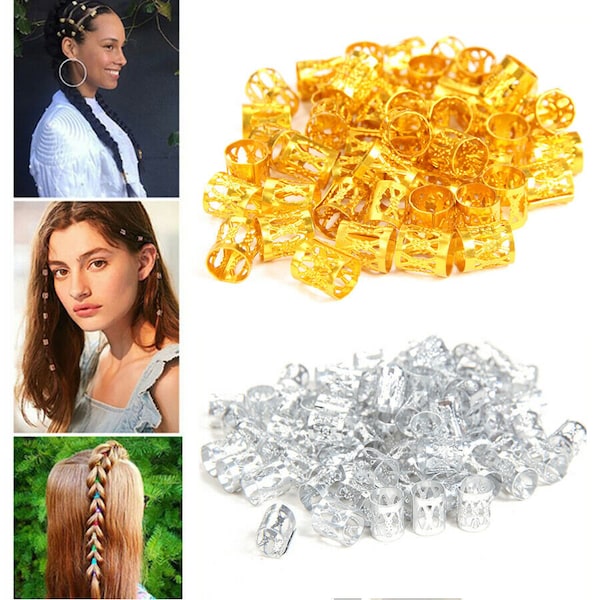 Adjustable Cuffs Clips Hair Accessories Gold , Silver or Multi Coloured  Braids, Dreadlocks Hair Extensions