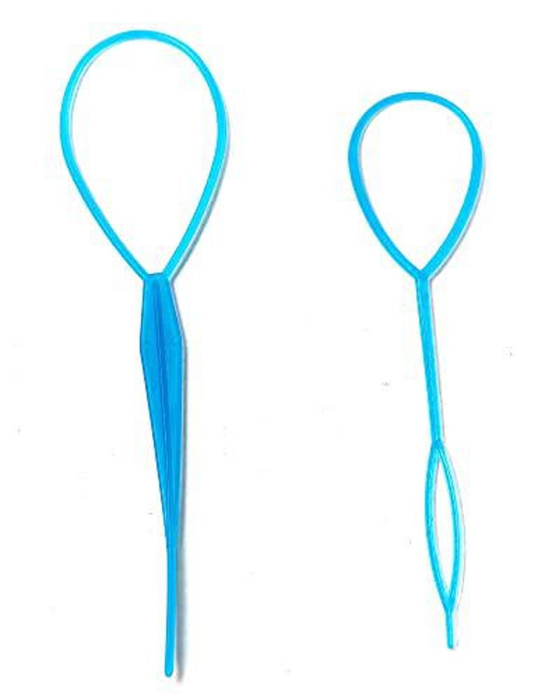 2 Topsy Tail Hair, Braid Ponytail Maker Hair, Styling Tools, Ponytail Creator Plastic Loop, Hair Accessories Blue