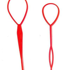 2 Topsy Tail Hair, Braid Ponytail Maker Hair, Styling Tools, Ponytail Creator Plastic Loop, Hair Accessories Red