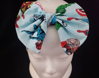 Black Widow Hair Bow Headband Bandana Avengers Marvel Fabric Tie Band Costume