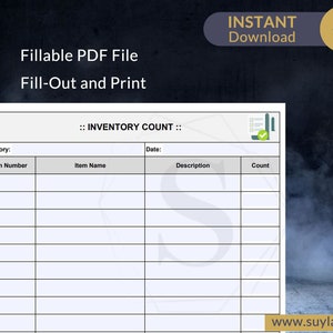 Inventory Count Fillable PDF Form Letter Size image 2