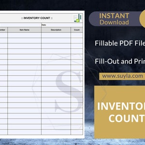 Inventory Count Fillable PDF Form Letter Size image 1