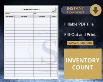 Inventory Count - Fillable PDF Form - Letter Size