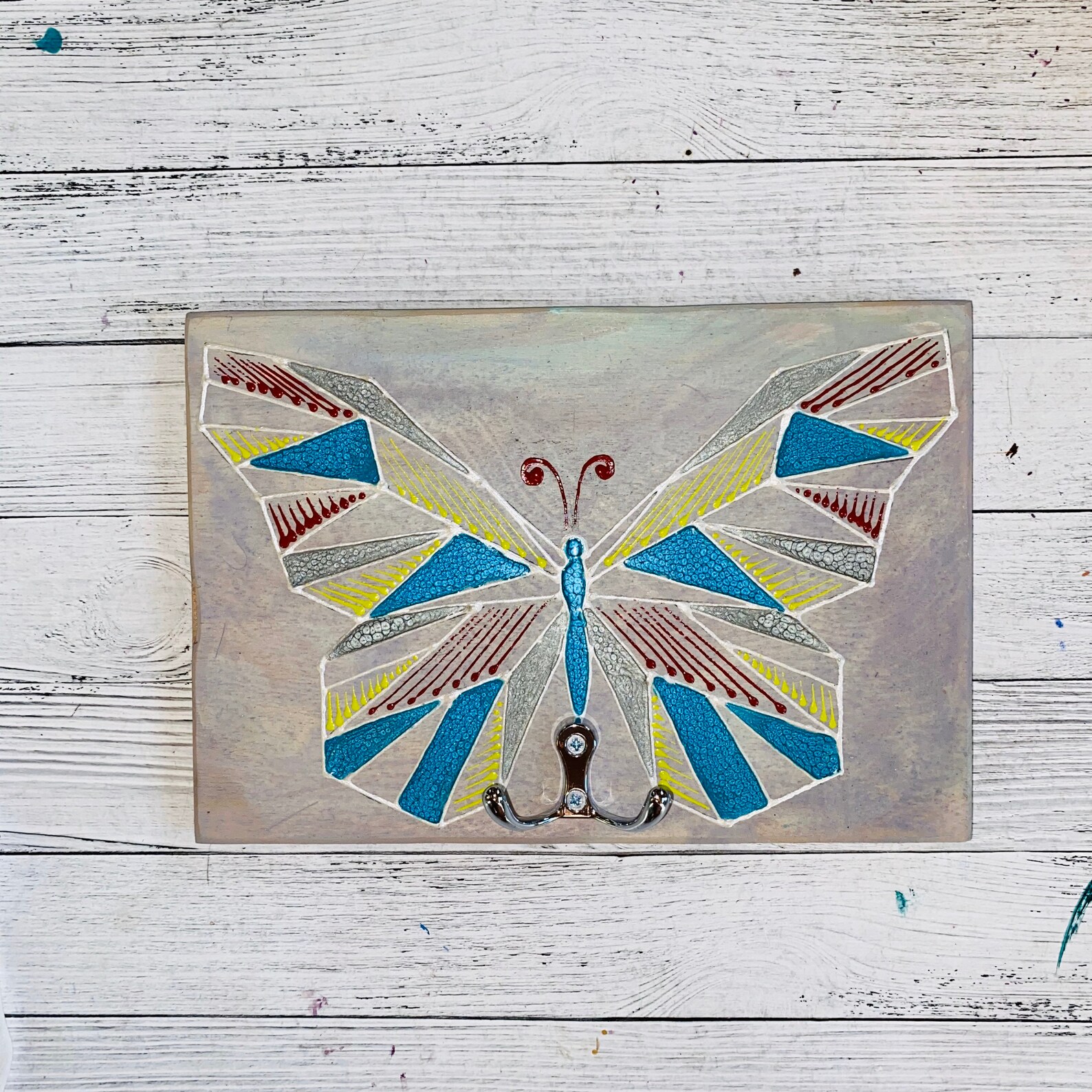 Butterfly Art Wood Key Holder Home Decor Butterfly Custom Key Etsy