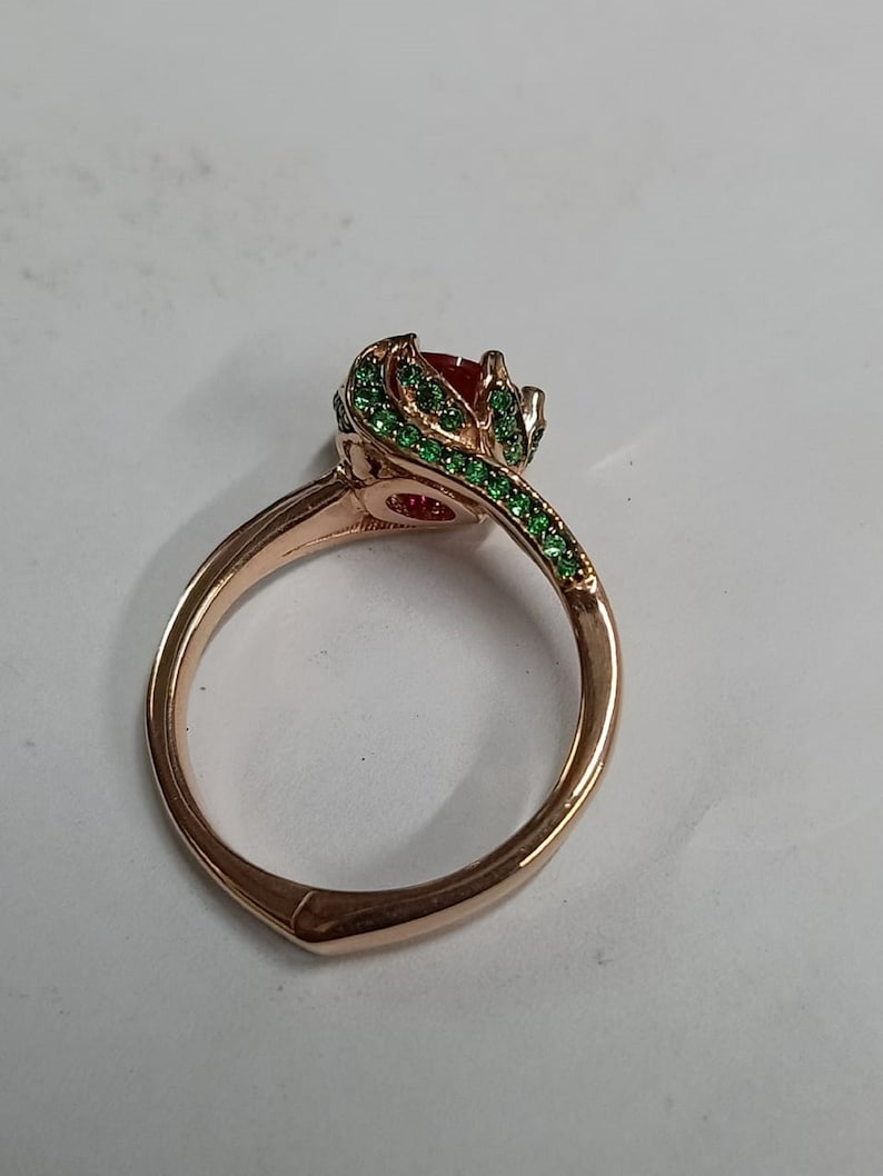 1.26ct Lab Created Ruby Engagement Beauty of Beast Rose Ring Etsy