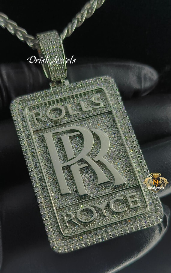 Genuine Sterling Silver VVS1 Moissanite Test Passer Luxury Car "RR" Custom Pendent Charm, Trending Charm for Gift, Men Women, Car Lover